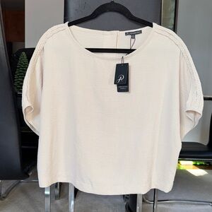 Adrianna Papell Cream Blouse with Braided Sleeves
